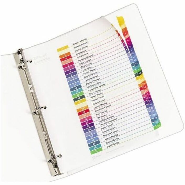 Avery Ready Index&reg; Table of Contents Dividers Tabs 1 - 31, for Laser and Inkjet Printers - 11129