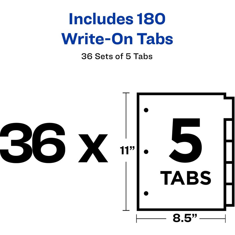 Avery&reg; Write On Dividers, 5 tabs - AVE 11508