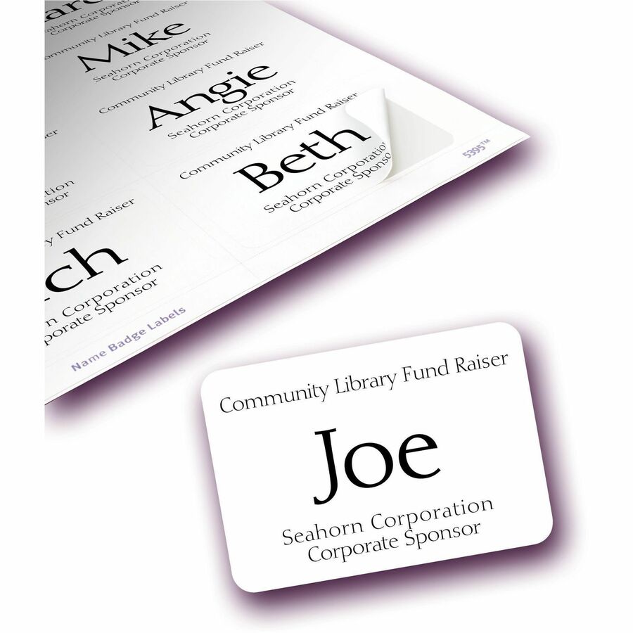Avery Flexible Name Badges for Laser and Inkjet Printers, 3-3/8" x 2 1/3" - 05395