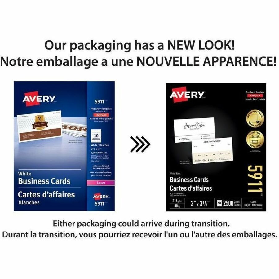 Avery Perforated Business Cards for Laser Printers, 2" x 3-1/2" - 05911