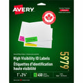 Avery High Visibility Neon ID Labels for Laser and Inkjet Printers, 1" x 2-5/8"