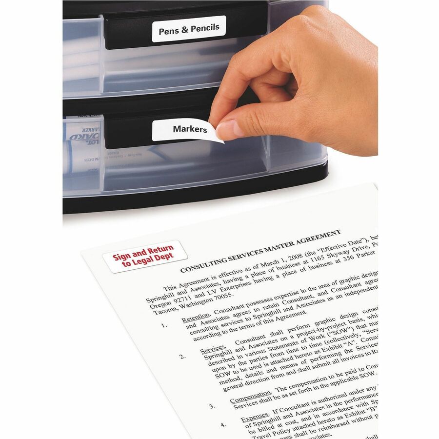 Avery Removable ID Labels for Laser and Inkjet Printers, 1-3/4" x 1/2" - 06504
