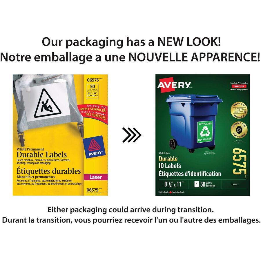 Avery Durable ID Labels with TrueBlock™ Technology for Laser Printers - 06575
