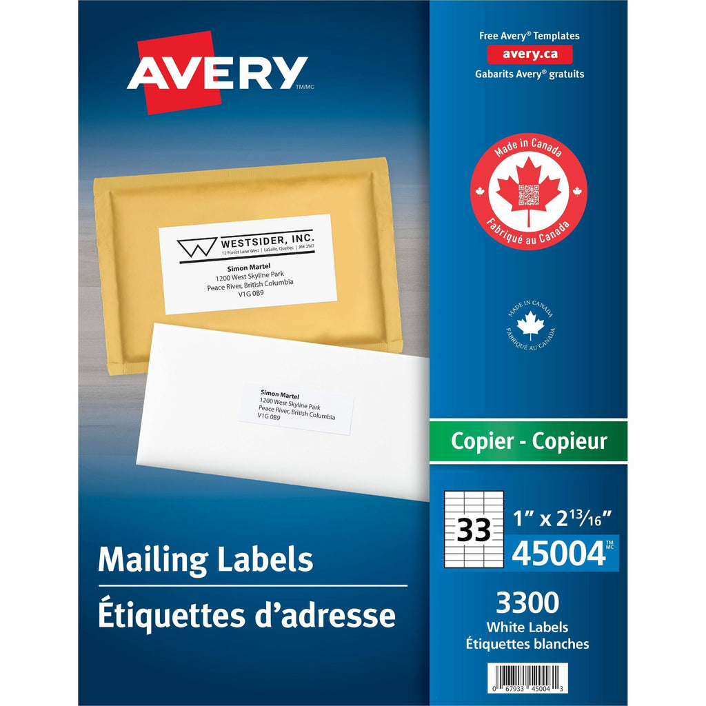 Avery Address Labels for Copiers, 2-13/16" x 1"