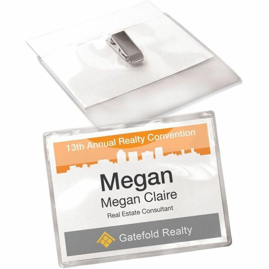 Avery Garment Friendly Clip Style Name Badge Kit for Laser and Inkjet Printers, 4" x 3" - 74467