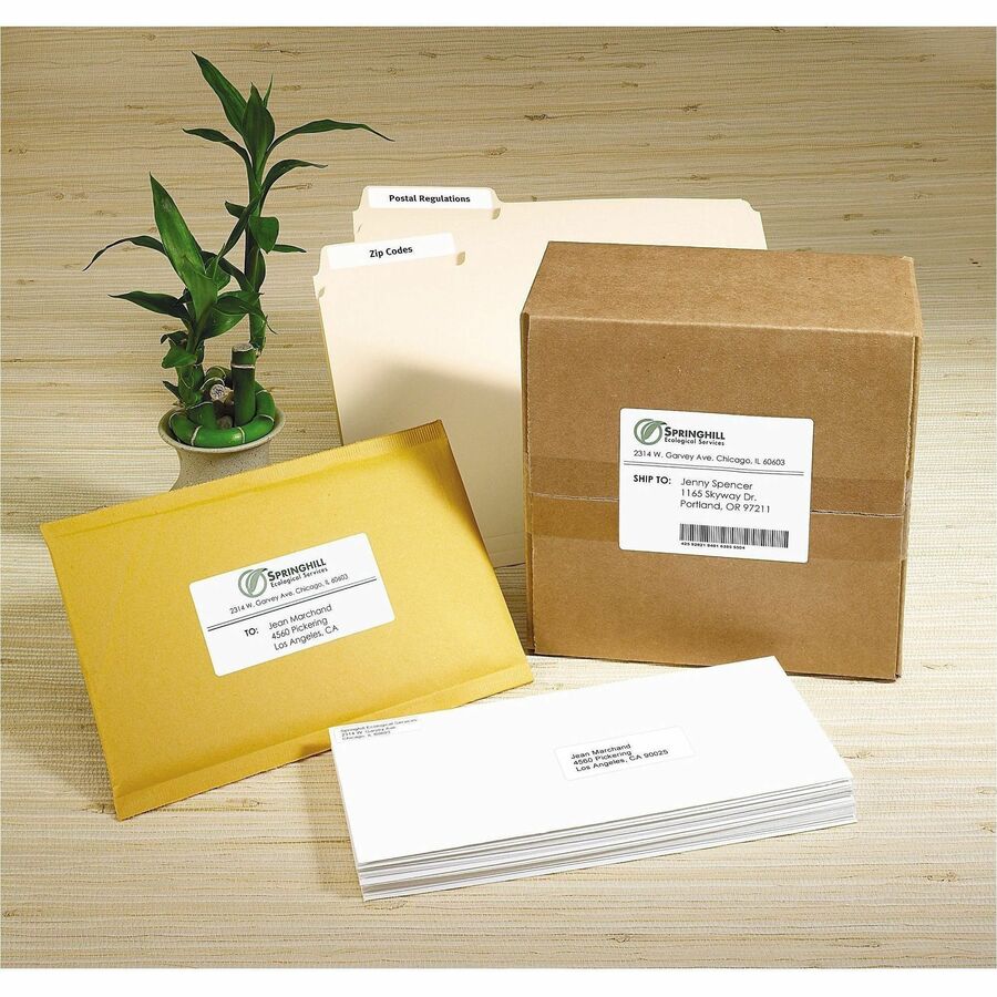 Avery Earth-Friendly White Rectangle Labels 1" x 2-5/8" , Permanent Adhesive, for Laser and Inkjet Printers - 48860