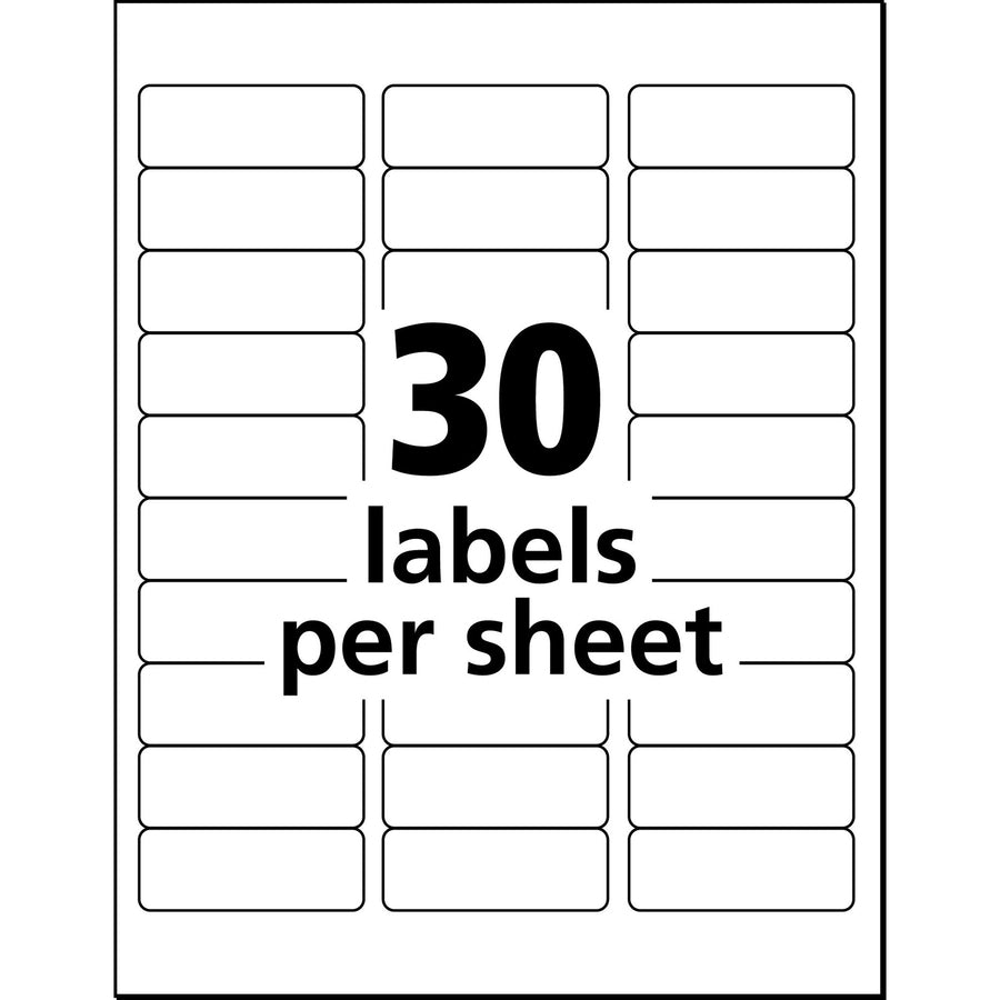 Avery Earth-Friendly White Rectangle Labels 1" x 2-5/8" , Permanent Adhesive, for Laser and Inkjet Printers - 48860