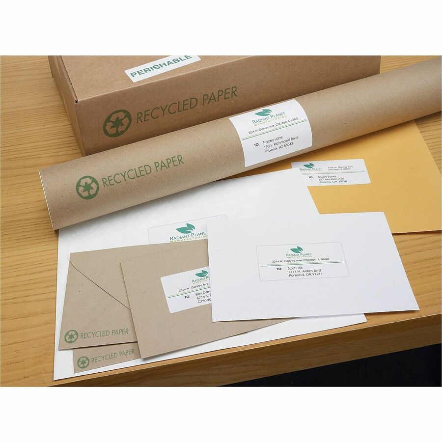 Avery Earth-Friendly White Rectangle Labels 1" x 2-5/8" , Permanent Adhesive, for Laser and Inkjet Printers - 48860