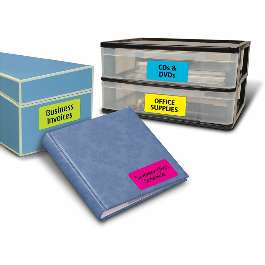 Avery High Visibility Removable ID Labels for Laser and Inkjet Printers, 4" x 2" - 06477