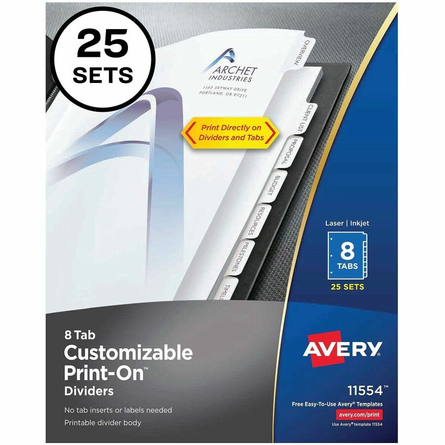 Avery&reg; Customizable Print-On Dividers - 11554