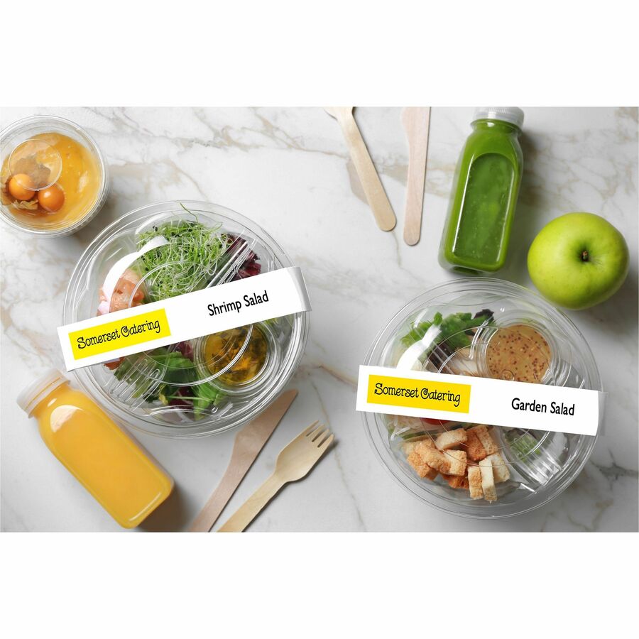 Durable White Wraparound Labels 9-3/4" x 1-1/4" , Permanent Adhesive, for Laser and Inkjet Printers - 22845