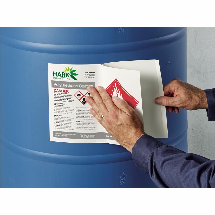 UltraDuty™ GHS Chemical Labels 8-1/2" x 11" , Permanent Adhesive, for Laser Printers - 60501