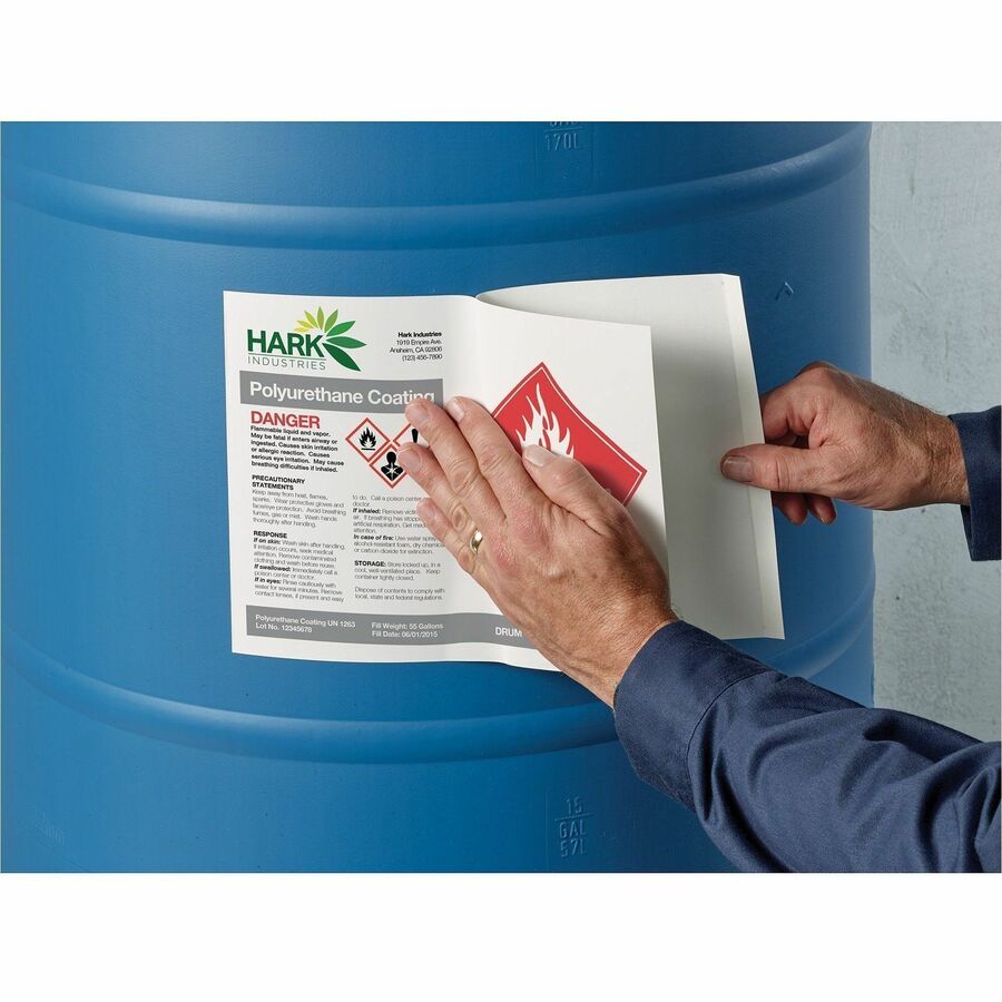 UltraDuty™ GHS Chemical Labels 8-1/2" x 11" , Permanent Adhesive, for Laser Printers - 60501