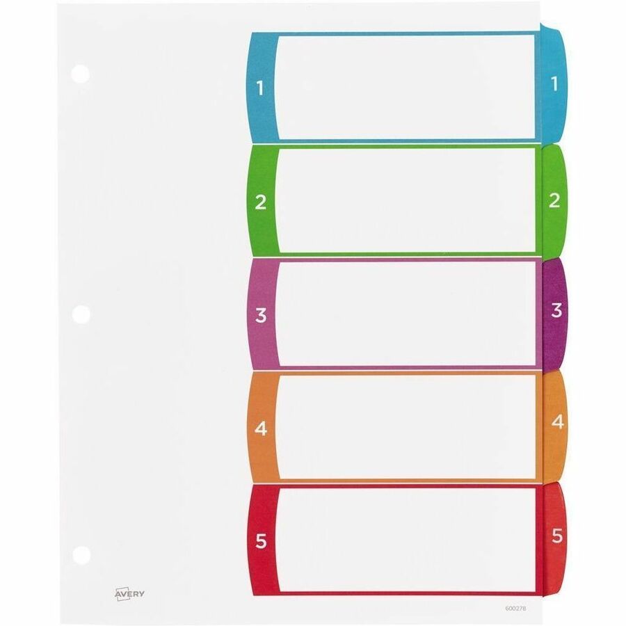 Avery Ready Index&reg; Customizable Table of Contents Dividers 5 Tabs, for Laser and Inkjet Printers - 11840