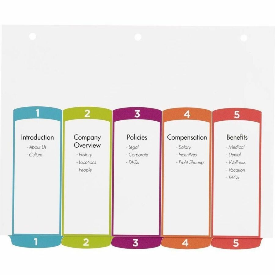Avery Ready Index&reg; Customizable Table of Contents Dividers 5 Tabs, for Laser and Inkjet Printers - 11840