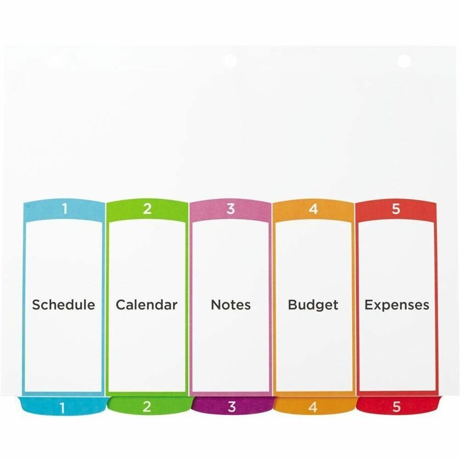 Avery Ready Index&reg; Customizable Table of Contents Dividers 5 Tabs, for Laser and Inkjet Printers - 11840