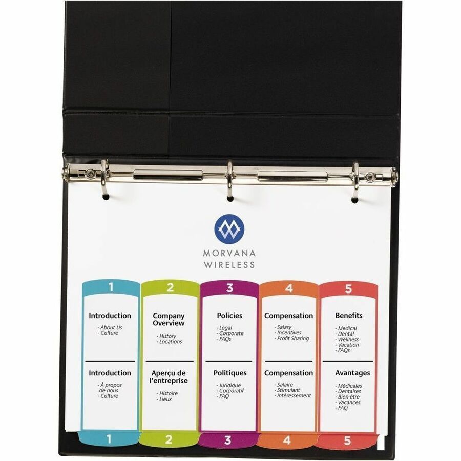 Avery Ready Index&reg; Customizable Table of Contents Dividers 5 Tabs, for Laser and Inkjet Printers - 11840