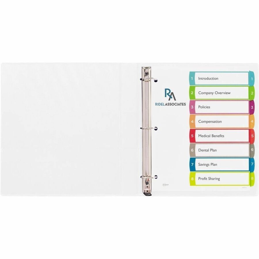 Avery Ready Index&reg; Customizable Table of Contents Dividers 8 Tabs, for Laser and Inkjet Printers - 11841