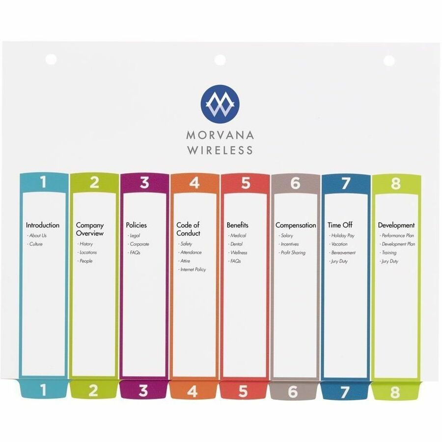 Avery Ready Index&reg; Customizable Table of Contents Dividers 8 Tabs, for Laser and Inkjet Printers - 11841