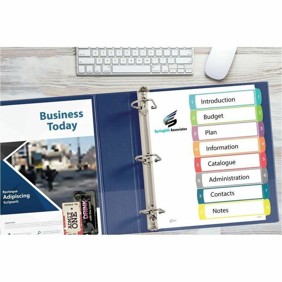 Avery Ready Index&reg; Customizable Table of Contents Dividers 8 Tabs, for Laser and Inkjet Printers - 11841