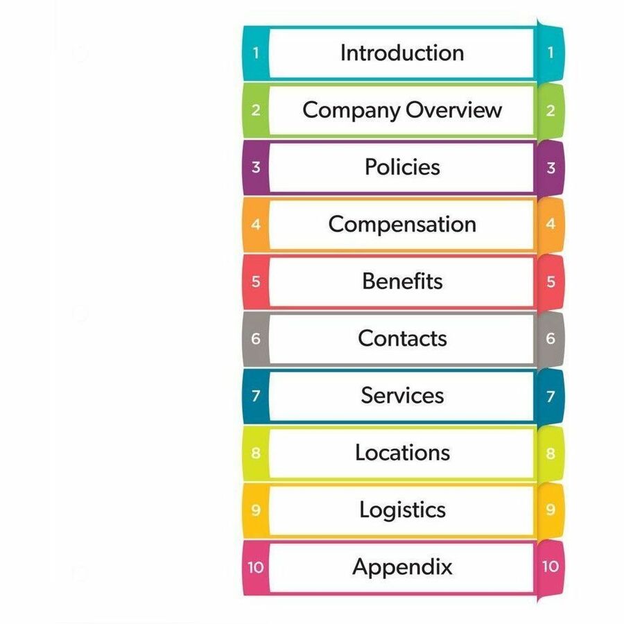 Avery Ready Index&reg; Customizable Table of Contents Dividers 10 Tabs, for Laser and Inkjet Printers - 11842