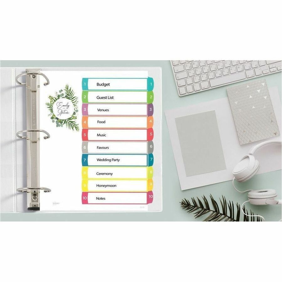 Avery Ready Index&reg; Customizable Table of Contents Dividers 10 Tabs, for Laser and Inkjet Printers - 11842