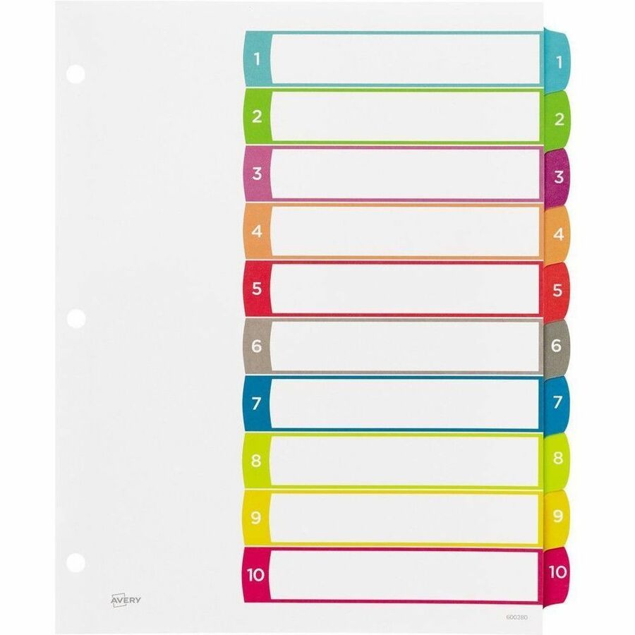 Avery Ready Index&reg; Customizable Table of Contents Dividers 10 Tabs, for Laser and Inkjet Printers - 11842