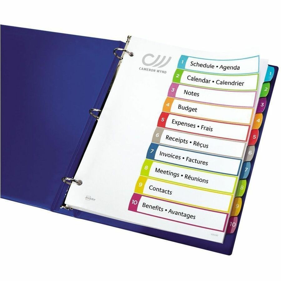 Avery Ready Index&reg; Customizable Table of Contents Dividers 10 Tabs, for Laser and Inkjet Printers - 11842
