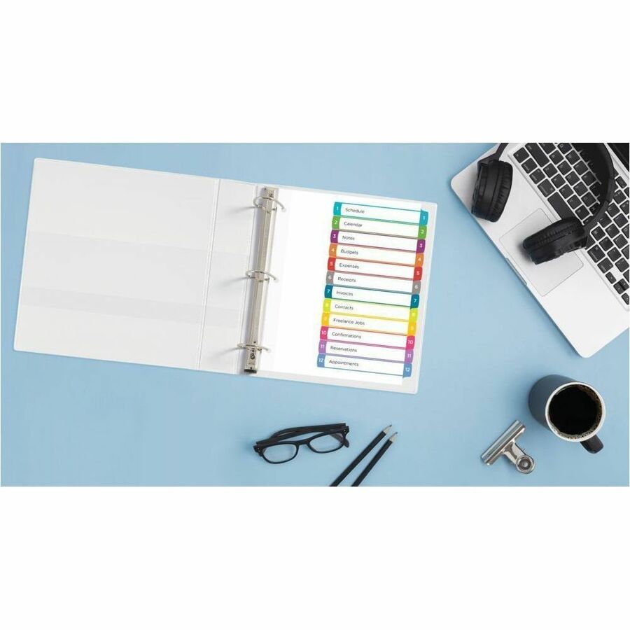 Avery Ready Index&reg; Customizable Table of Contents Dividers 12 Tabs, for Laser and Inkjet Printers - 11843