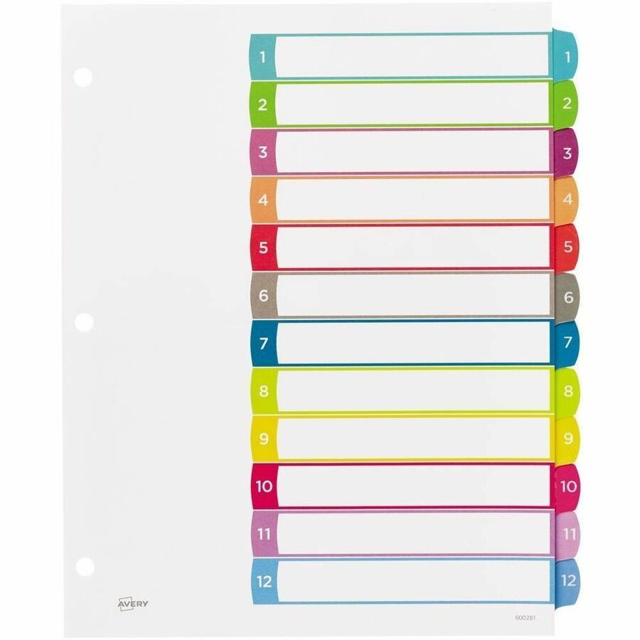 Avery Ready Index&reg; Customizable Table of Contents Dividers 12 Tabs, for Laser and Inkjet Printers - 11843