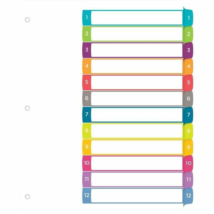 Avery Ready Index&reg; Customizable Table of Contents Dividers 12 Tabs, for Laser and Inkjet Printers - 11843