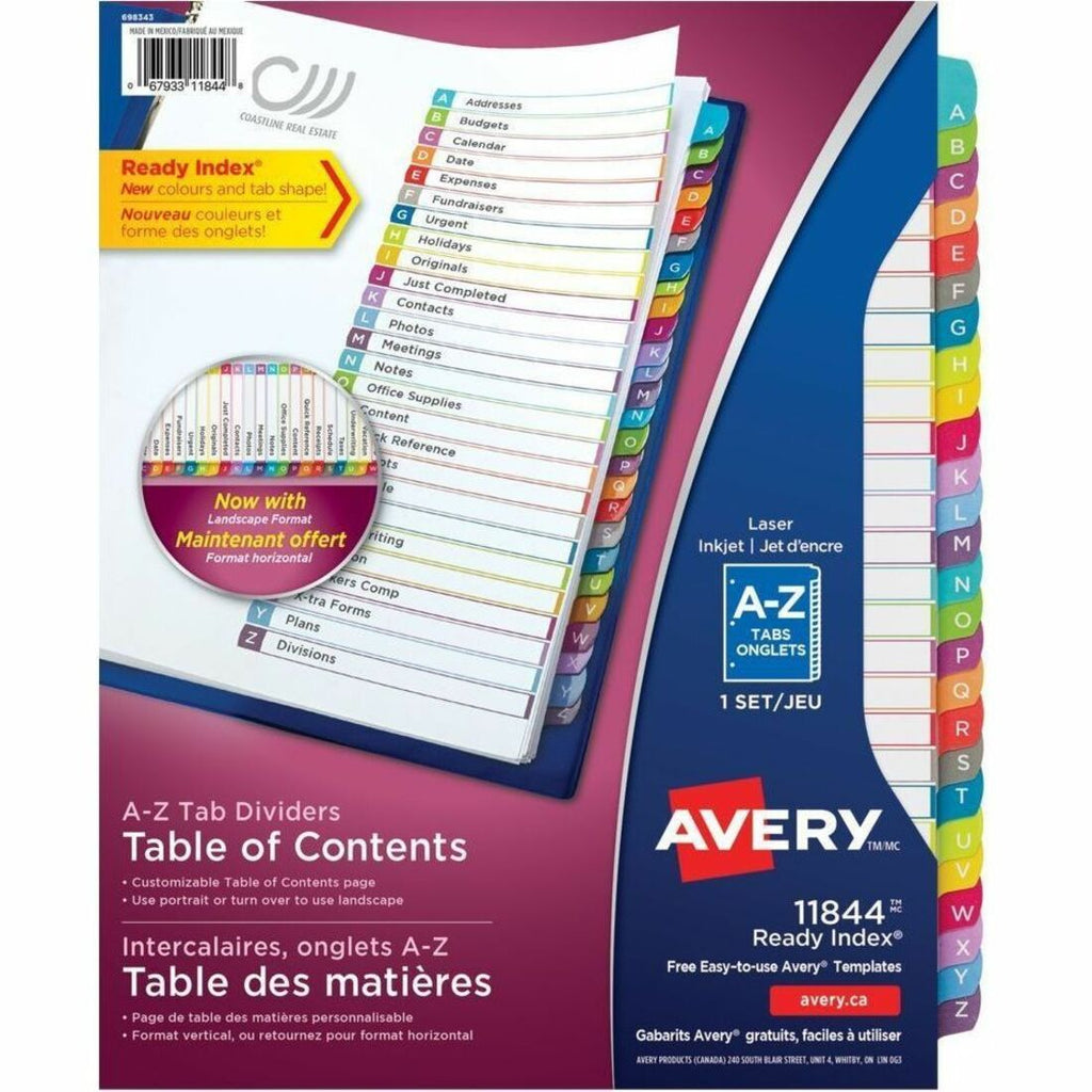 Avery Ready Index&reg; Customizable Table of Contents Dividers 12 Tabs, for Laser and Inkjet Printers