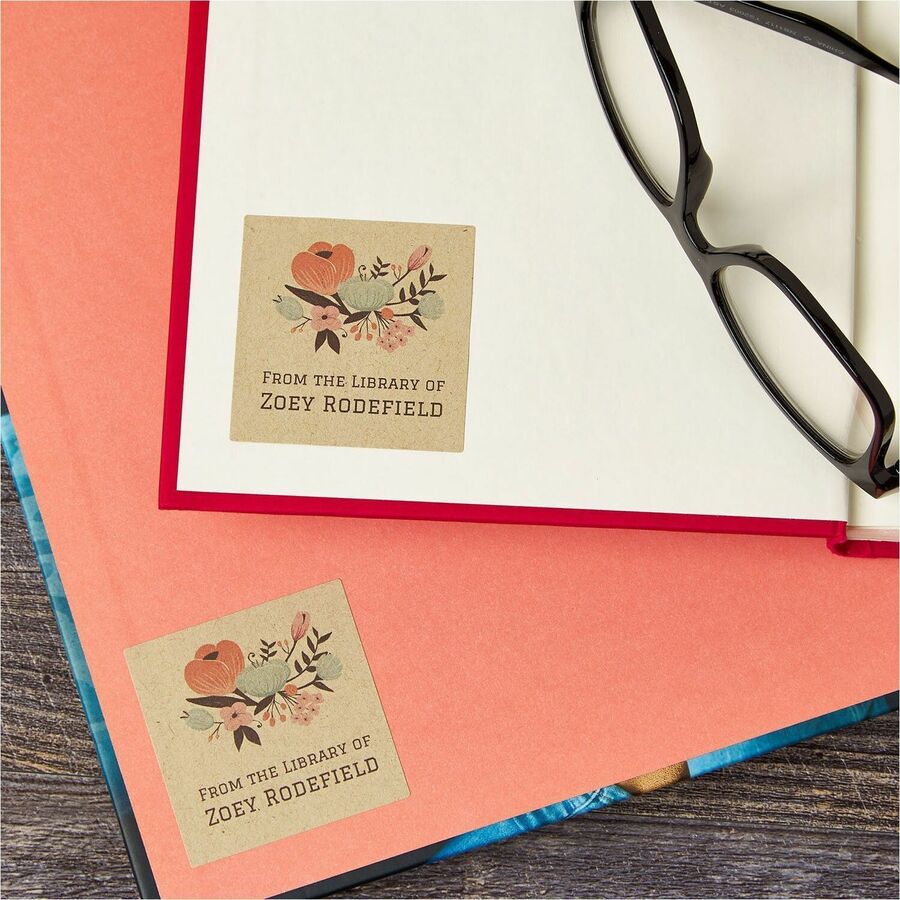 Avery Kraft Brown Square Labels 2" x 2" , Permanent Adhesive, for Laser and Inkjet Printers - 22486