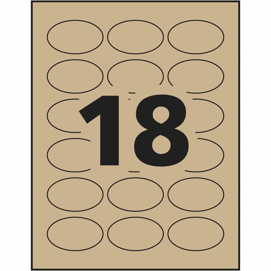 Avery Kraft Brown Oval Labels 1-1/2" x 2-1/2" , Permanent Adhesive, for Laser and Inkjet Printers - 24487