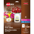 Avery&reg; Glossy White Oval Labels3" x 4" , Permanent Adhesive, for Laser and Inkjet Printers