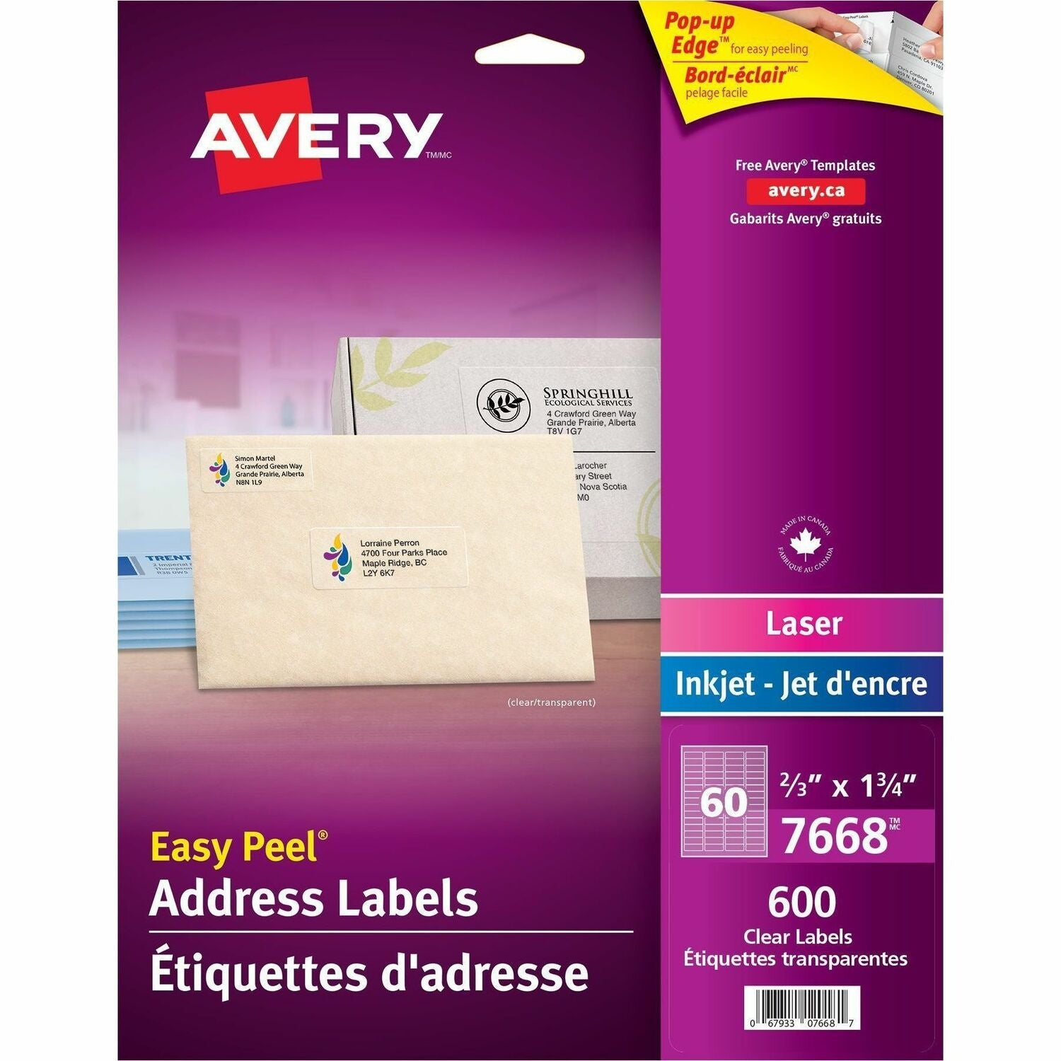Avery&reg; Rectangle Clear Labels with Easy Peel&reg; 2/3" x 1-3/4" , for Laser/Inkjet Printers