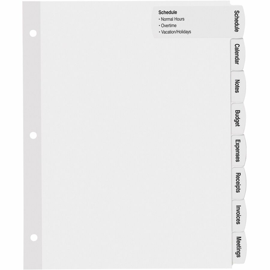 Avery&reg; Big Tab Printable Large White Dividers with Easy Peel, 8 Tabs - 14441