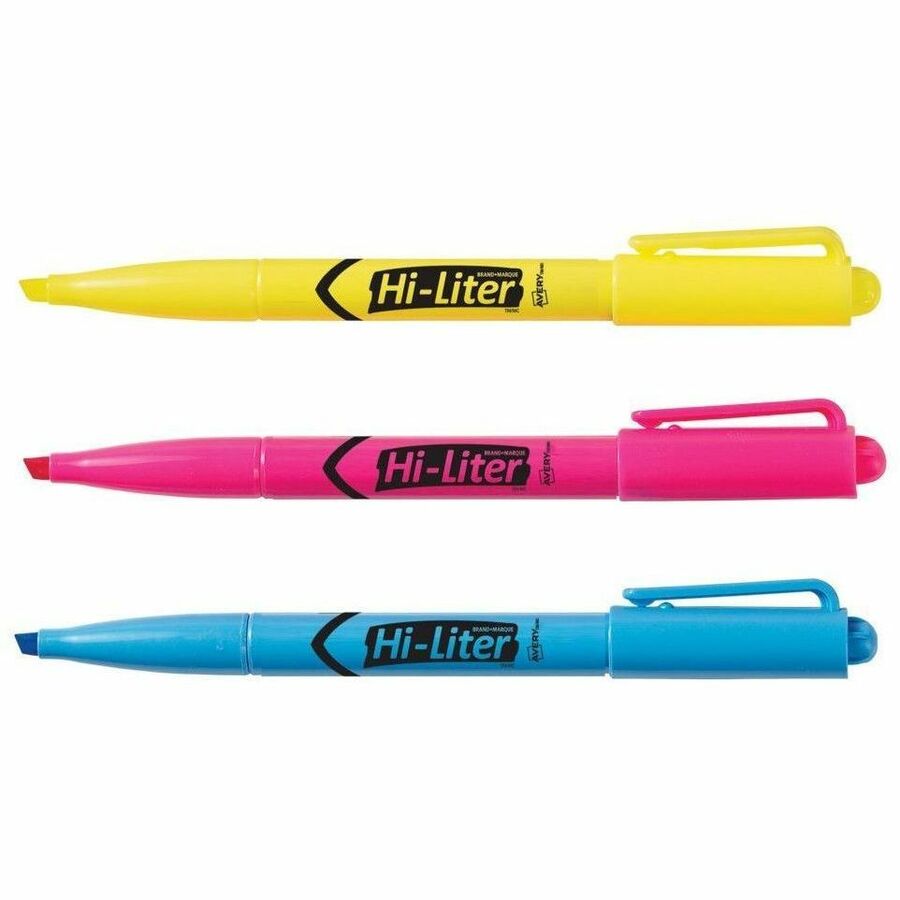 Avery Pen Style HI-LITER Chisel Tip, Assorted Colours, Pack of 3 - 24091