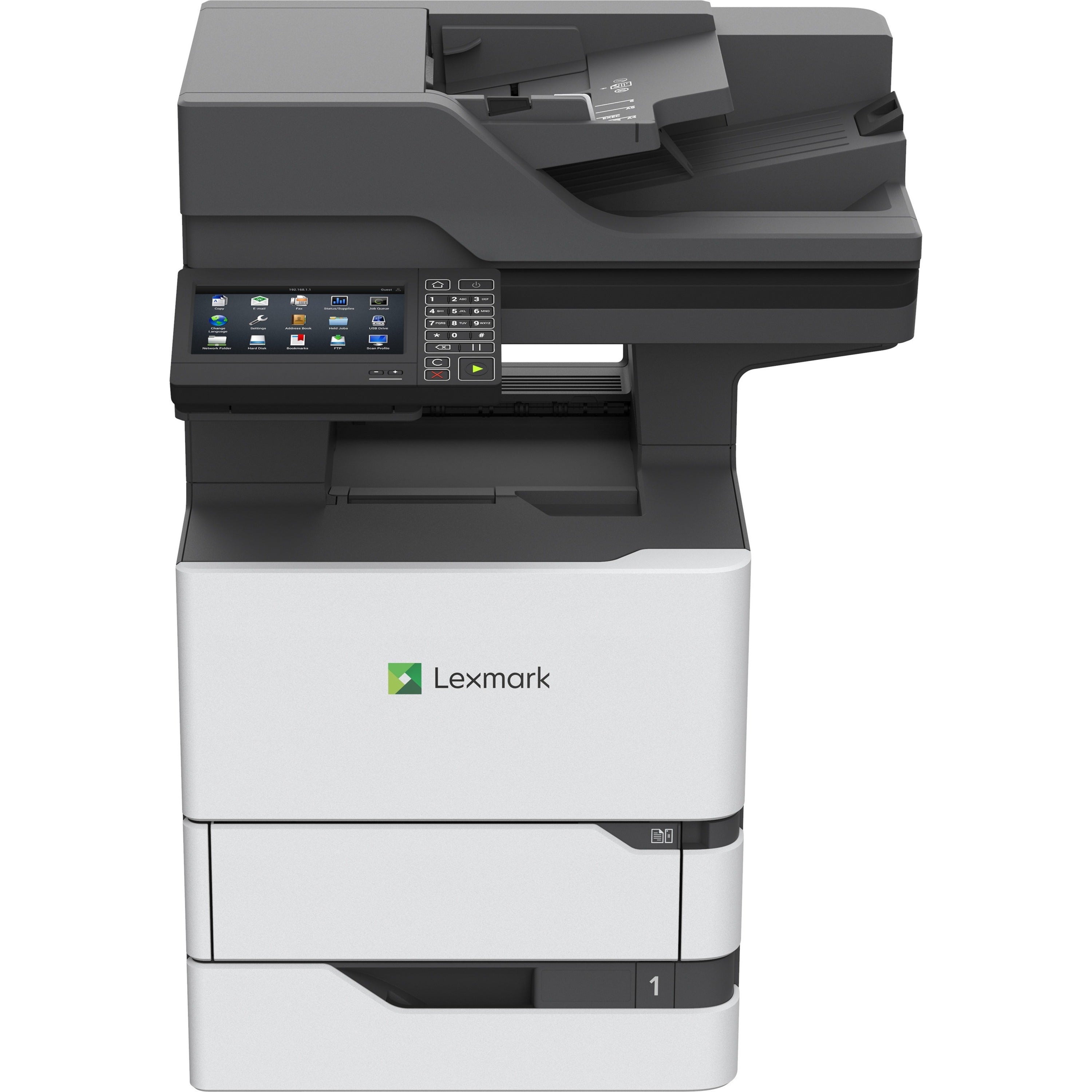 Main Image for Lexmark MX720 MX722adhe Laser Multifunction Printer-Monochrome-Copier/Fax/Scanner-70 ppm Mono Print-1200x1200 Print-Automatic Duplex Print-350000 Pages Monthly-650 sheets Input-Color Scanner-600 Optical Scan-Monochrome Fax-Gigabit Ethernet