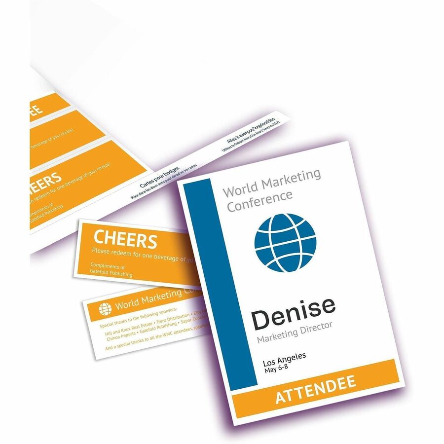 Avery&reg; Vertical Name Badge and Ticket Insertsfor Laser and Inkjet Printers, 6" x 4-1/4" - 8522