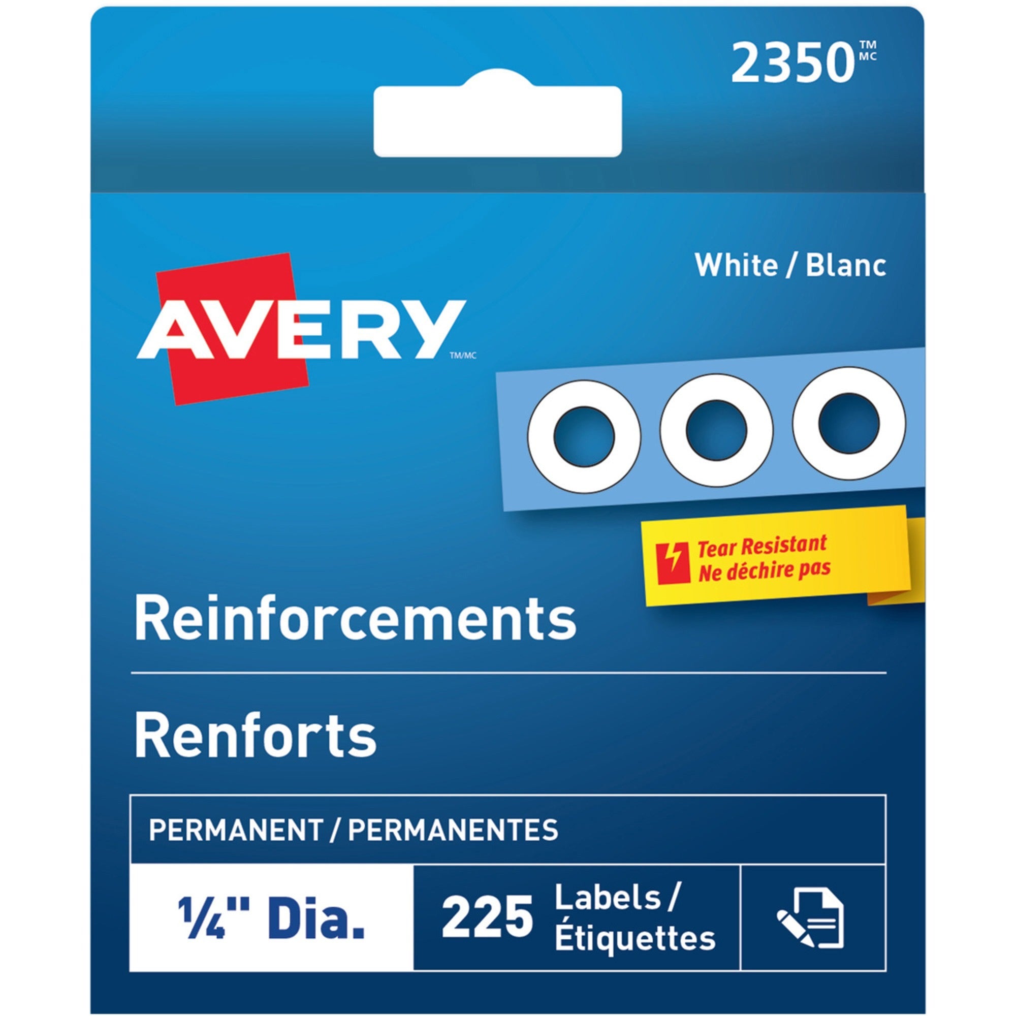 Avery&reg; White Reinforcement Labels, 1/4" Diameter, 225/pk