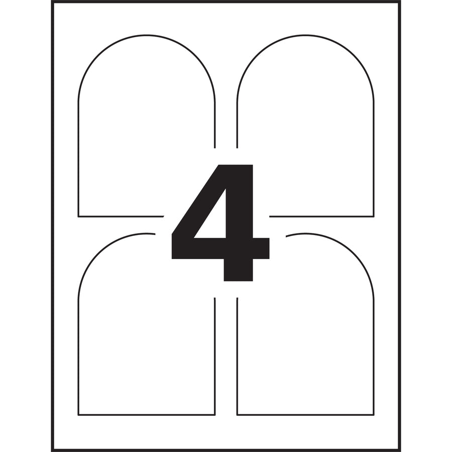 White Arched Wine Bottle Labels 4-3/4" x 3-1/2" , Permanent Adhesive, for Laser and Inkjet Printers - 22811