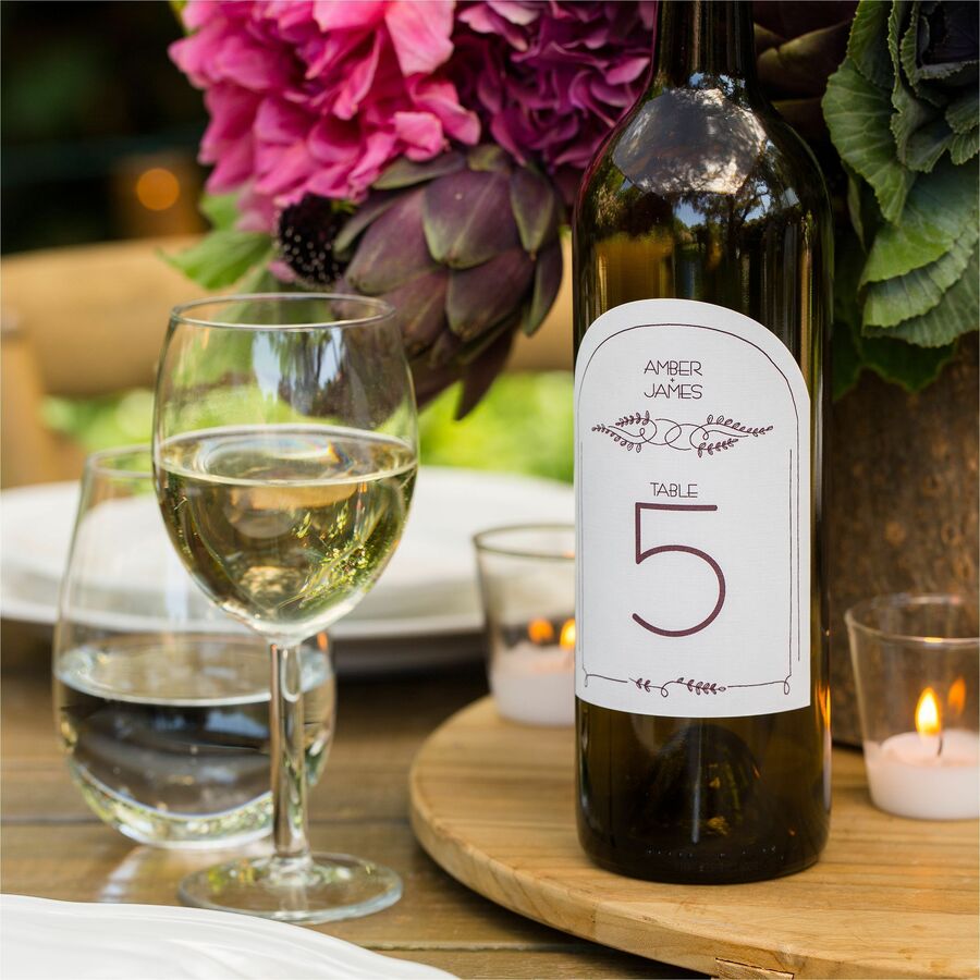 White Arched Wine Bottle Labels 4-3/4" x 3-1/2" , Permanent Adhesive, for Laser and Inkjet Printers - 22811