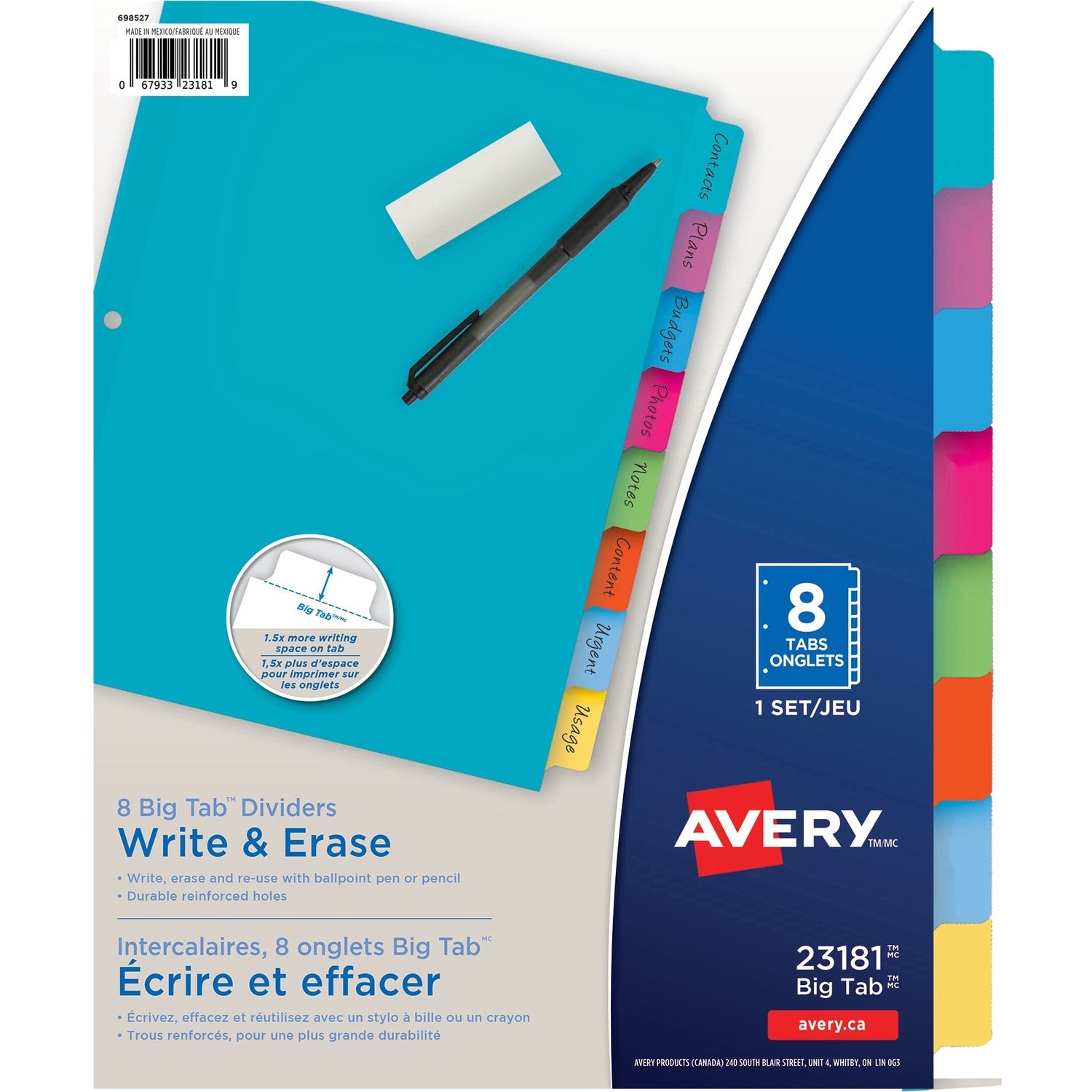 Avery&reg; Big Tab™ Write & Erase Dividers 8 tabs, 1 set