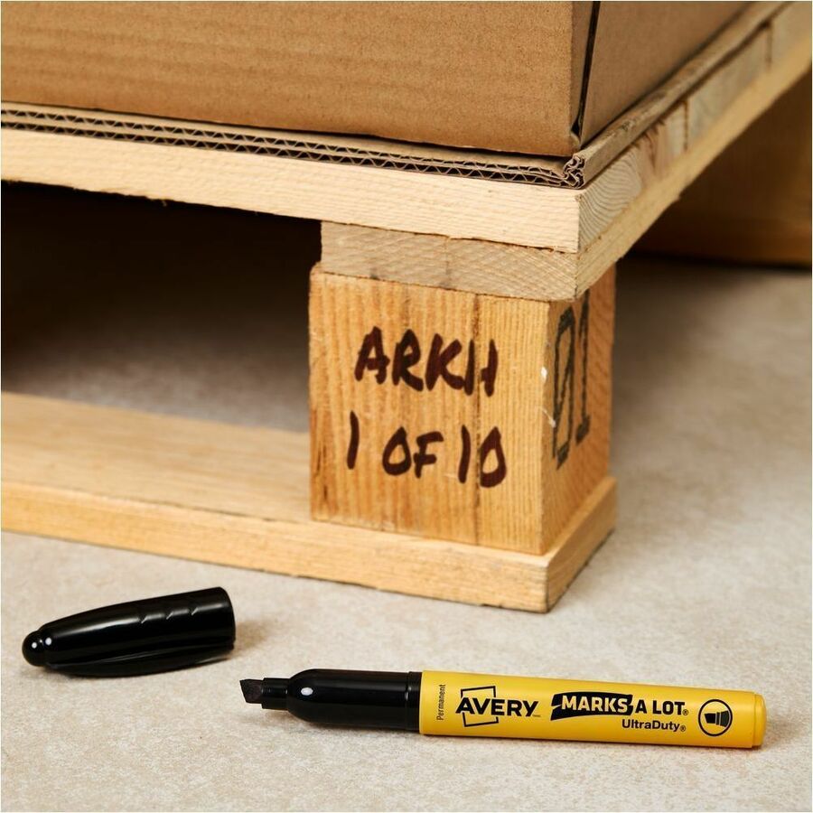 Avery Marks A Lot&reg; UltraDuty&reg; Markers Large Chisel Tip, Black, Box of 12 - 29842