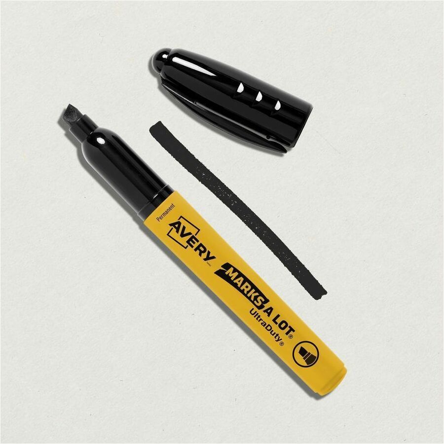 Avery Marks A Lot&reg; UltraDuty&reg; Markers Large Chisel Tip, Black, Box of 12 - 29842