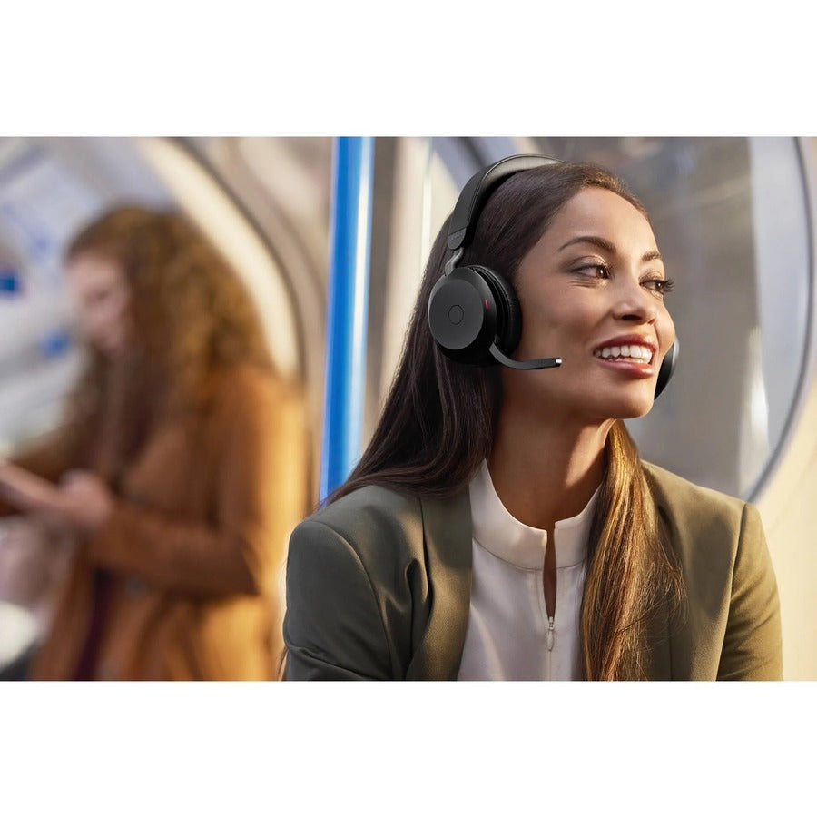 Alternate-Image4 Image for Jabra Evolve2 75 Wireless On-ear Stereo Headset - USB-C - Unified Communication - With Charging Stand - Black - Binaural - Ear-cup - 3000 cm - Bluetooth - 20 Hz to 20 kHz - MEMS Technology Microphone - Noise Cancelling