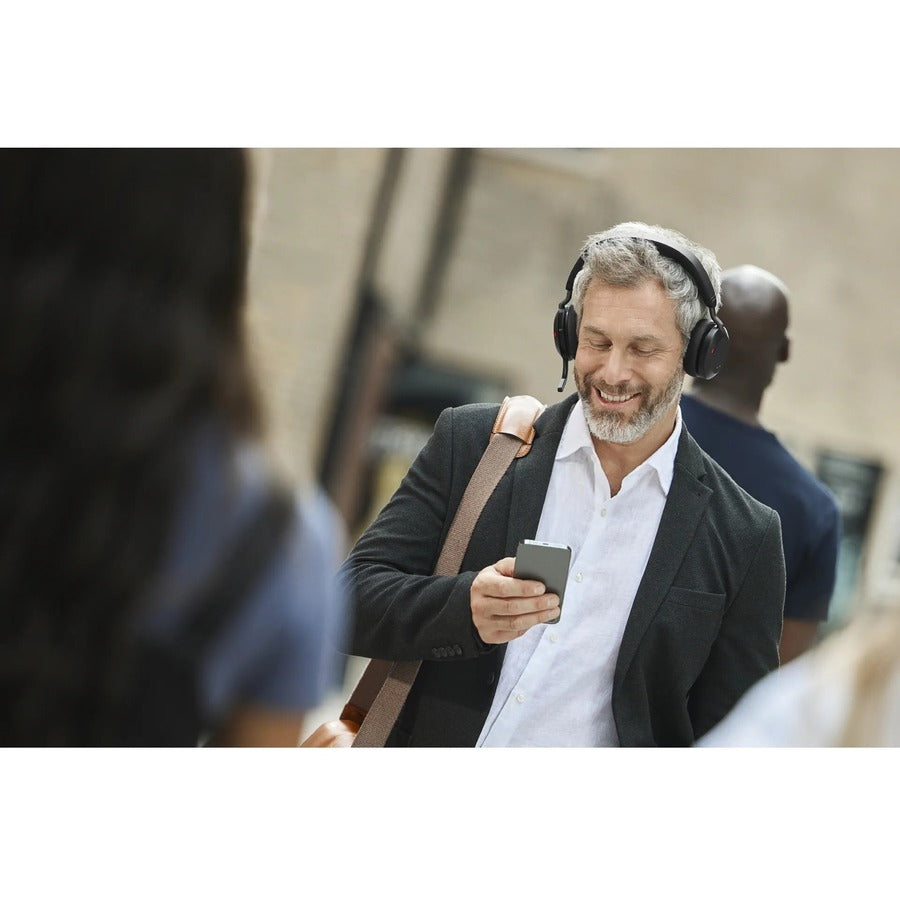 Alternate-Image5 Image for Jabra Evolve2 75 Wireless On-ear Stereo Headset - USB-C - Unified Communication - With Charging Stand - Black - Binaural - Ear-cup - 3000 cm - Bluetooth - 20 Hz to 20 kHz - MEMS Technology Microphone - Noise Cancelling