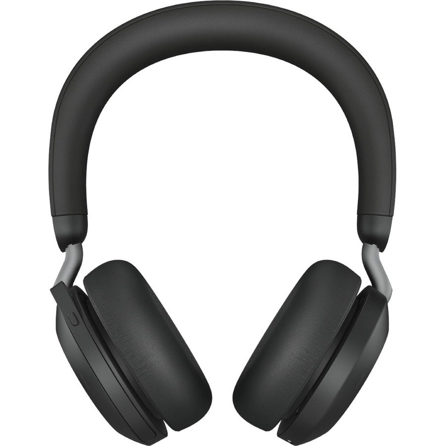 Front Image for Jabra Evolve2 75 Wireless On-ear Stereo Headset - USB-C - Unified Communication - With Charging Stand - Black - Binaural - Ear-cup - 3000 cm - Bluetooth - 20 Hz to 20 kHz - MEMS Technology Microphone - Noise Cancelling