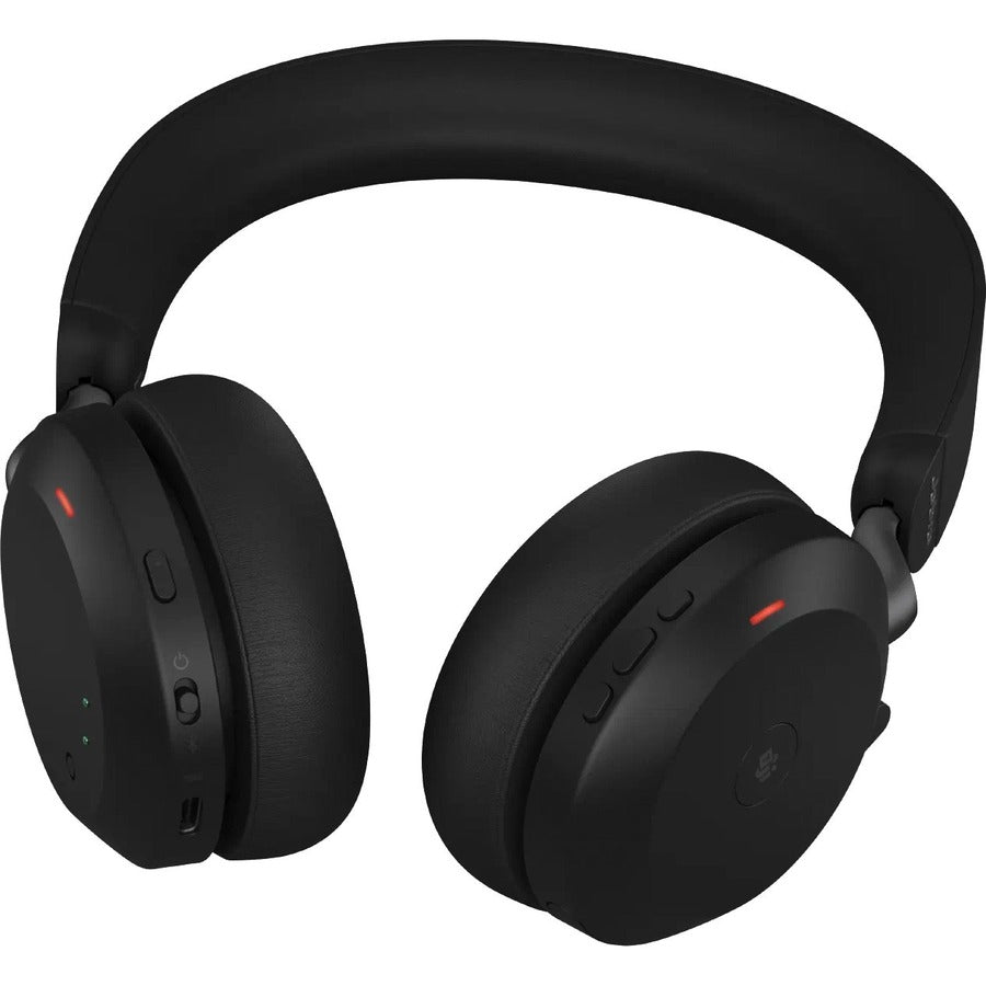 Top Image for Jabra Evolve2 75 Wireless On-ear Stereo Headset - USB-A - Unified Communication - With Charging Stand - Black - Binaural - Ear-cup - 3000 cm - Bluetooth - 20 Hz to 20 kHz - MEMS Technology Microphone - Noise Cancelling